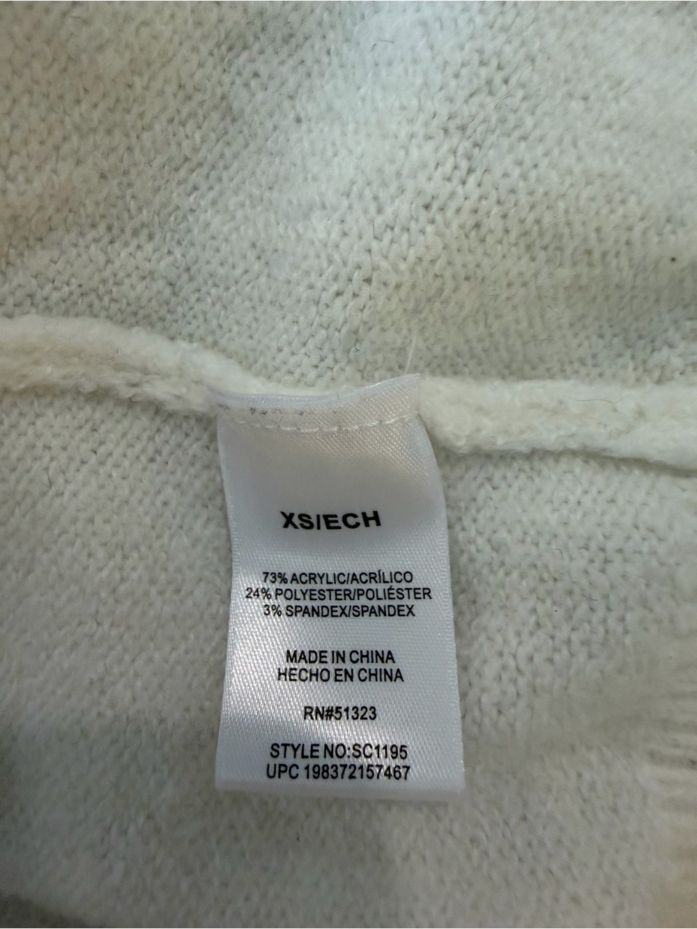 Vince Camuto XS Cheers Sweater White Gold Beaded Script Cozy Crewneck - Picture 5 of 5